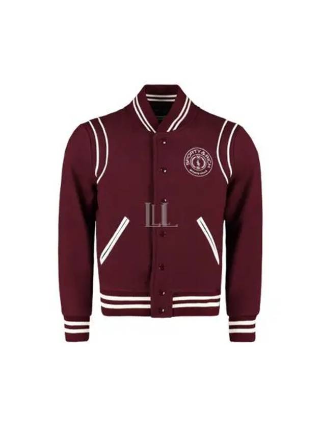 Embroidered Logo Varsity Virgin Wool Bomber Jacket Merlot - SPORTY & RICH - BALAAN 2