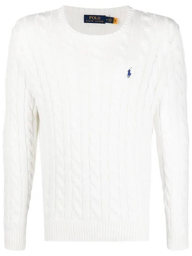 Embroidery Logo Cable Knit Top White - POLO RALPH LAUREN - BALAAN 2