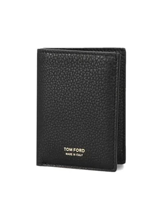 Logo Leather Folding Card Wallet Black - TOM FORD - BALAAN.