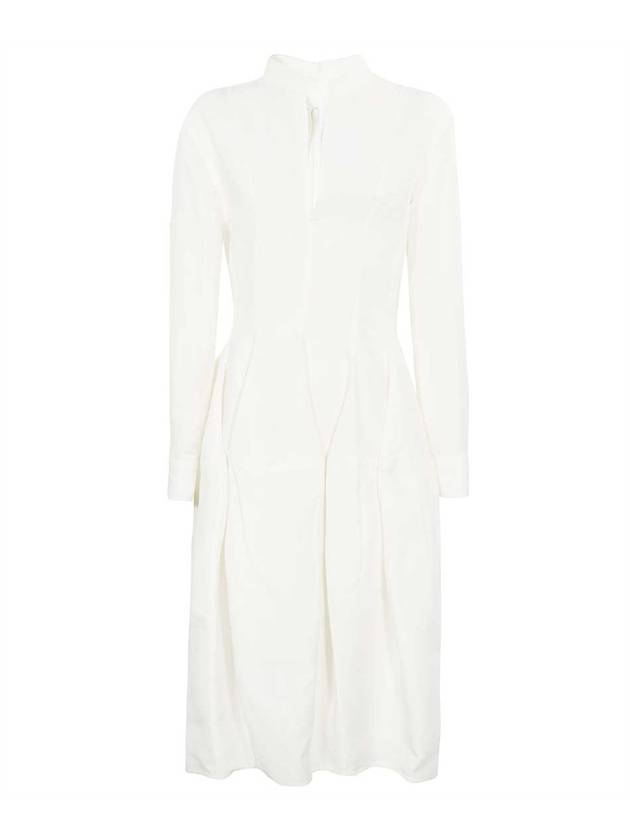 Women's V-neck Shirt Silk Midi Dress White - BOTTEGA VENETA - BALAAN 1