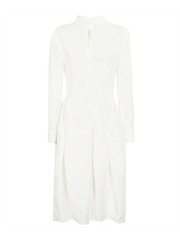 Women's V-neck Shirt Silk Midi Dress White - BOTTEGA VENETA - BALAAN 1