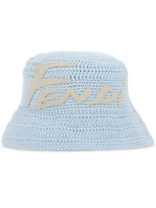 Embroidered Logo Bucket Hat Light Blue - FENDI - BALAAN 1