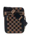 Checkerboard Logo Print Zippered Leather Cross Bag Black - MICHAEL KORS - BALAAN 2