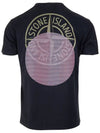 Tricromia Three Print Cotton Jersey T-Shirt Navy - STONE ISLAND - BALAAN 4