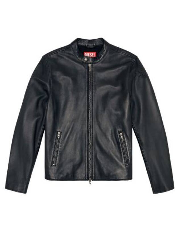 L Carver Embossed Logo Leather Biker Jacket Black - DIESEL - BALAAN 6