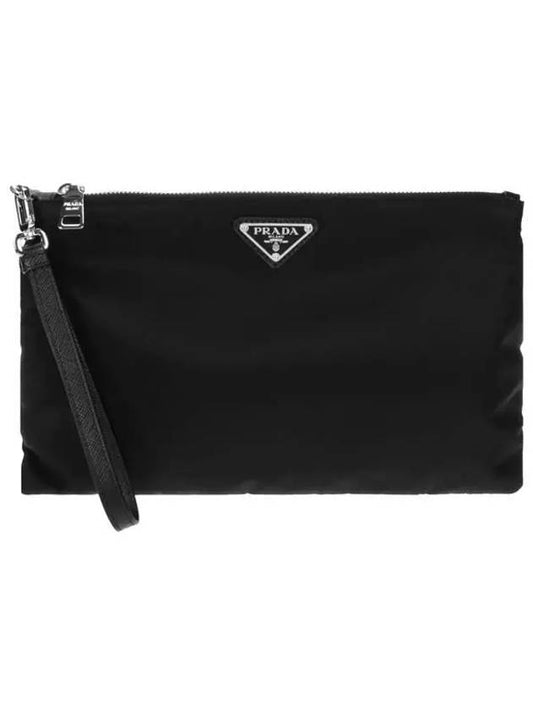 Re-Nylon and Saffiano Leather Clutch Bag Black - PRADA - BALAAN 2