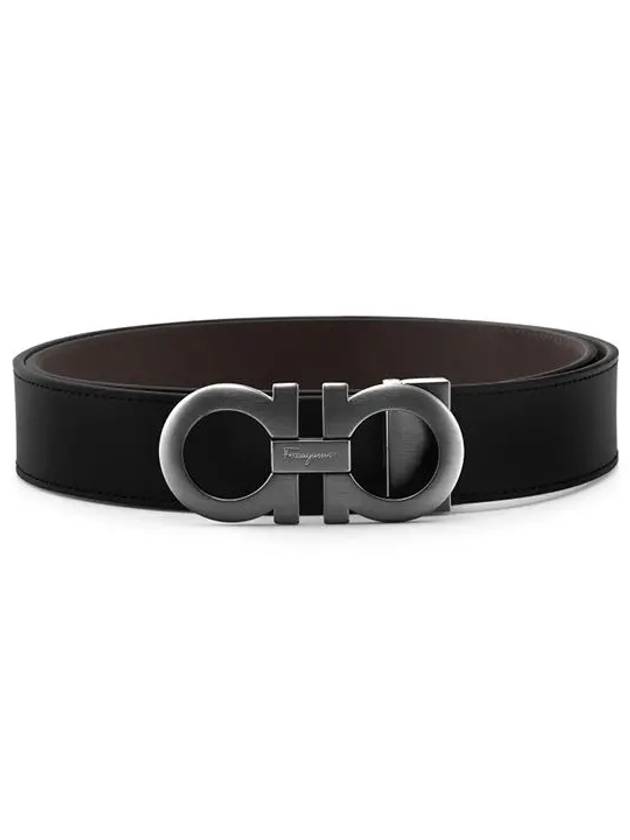 Gancini Reversible Adjustable Leather Belt Black Dark Brown - SALVATORE FERRAGAMO - BALAAN 6