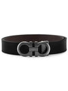 Gancini Reversible Adjustable Leather Belt Black Dark Brown - SALVATORE FERRAGAMO - BALAAN 3