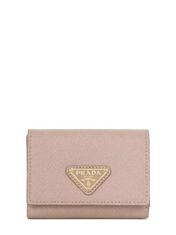 powder pink triangle logo saffiano half wallet 1MH042 QHH F0236 1209525 - PRADA - BALAAN 1