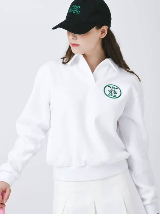 Rookie open collar neck long sleeve sweatshirt WHITE - MONBIRDIE GOLF - BALAAN 2