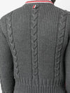 Cable Stripe Classic V-neck Merino Wool Cardigan Grey - THOM BROWNE - BALAAN 5