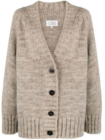 Botanical Dyed V-Neck Knit Cardigan Light Brown - MAISON MARGIELA - BALAAN 1