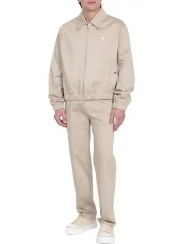 De Coeur Logo Zip-up Jacket Light Beige - AMI - BALAAN 2