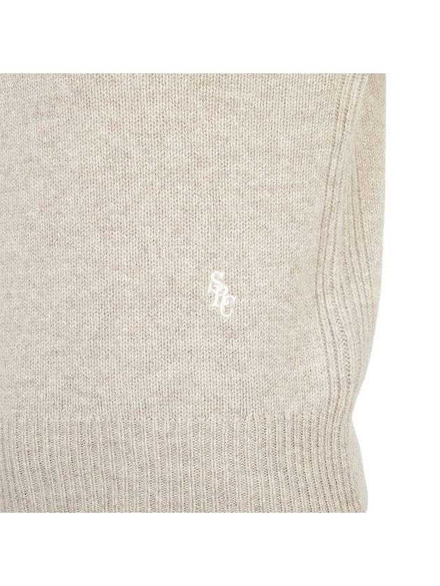 Embroidered Logo Crew Neck Wool Knit Top Beige - SPORTY & RICH - BALAAN 9