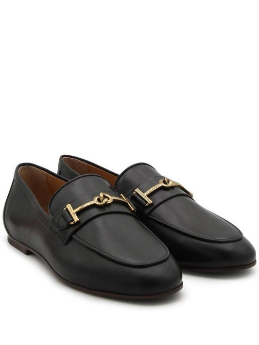 Double T Calf Leather Loafers Black - TOD'S - BALAAN 1