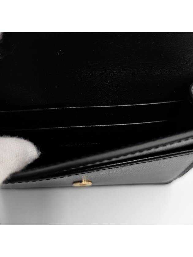 Triomphe Shiny Calfskin Flap Card Wallet Black - CELINE - BALAAN 7