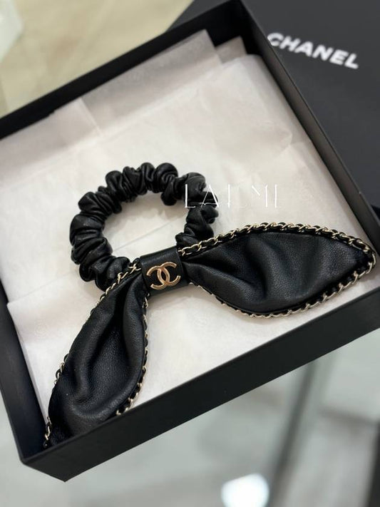 CC logo tripe leather ribbon hairband choushu AA8258 - CHANEL - BALAAN 1