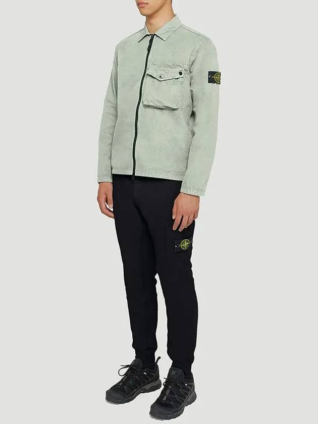 Stone Island Compass Waffen TriButton Pocket Cotton Zipup Shirt Jacket Green - STONE ISLAND - BALAAN 2