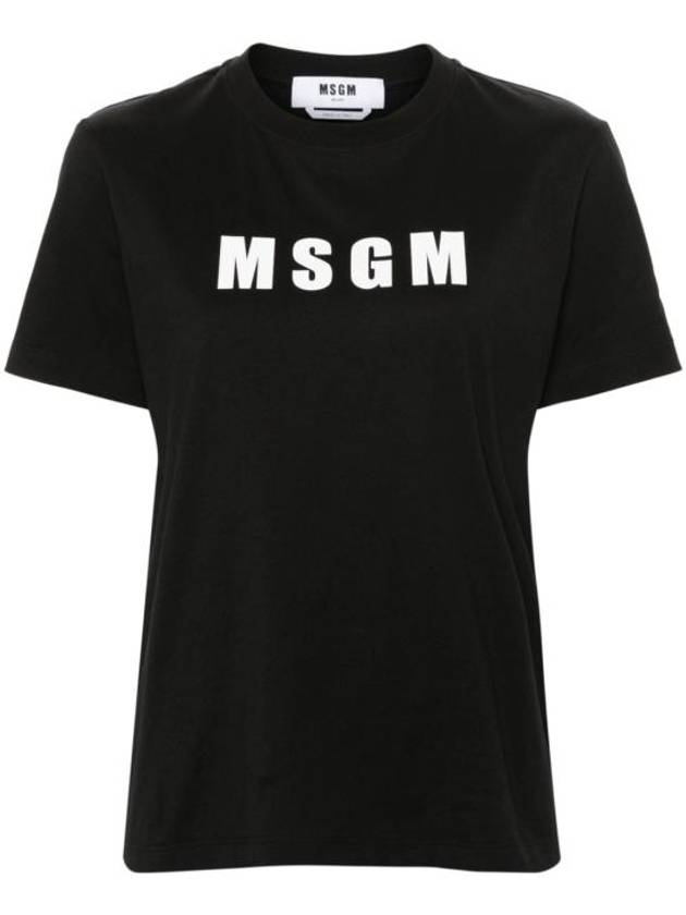 Logo Print Cotton Short Sleeve T-Shirt Black - MSGM - BALAAN 2