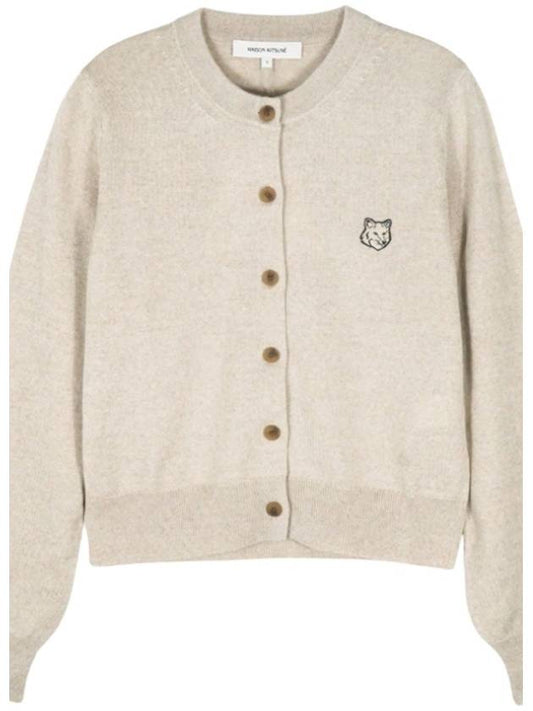 Bold Fox Head Patch Regular Cardigan Beige Melange - MAISON KITSUNE - BALAAN 2