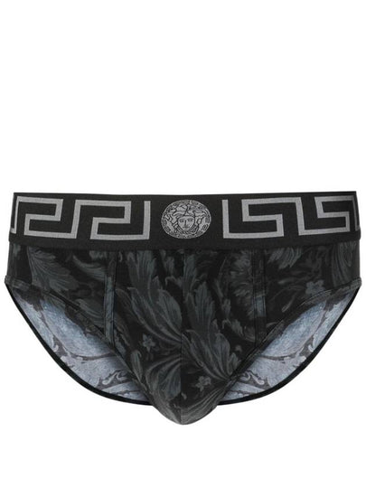 Men's Baroque Print Triangle Briefs Black Grey - VERSACE - BALAAN 2