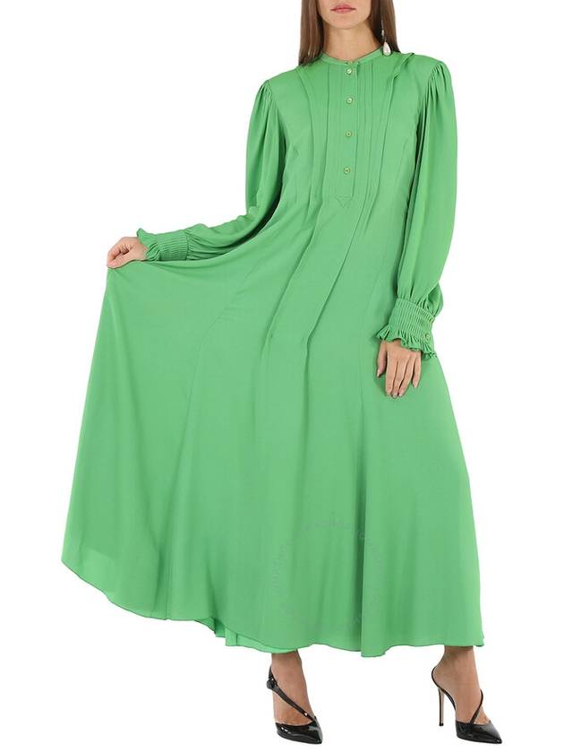 Chloe Ladies Vibrant Green Pintucked Crepe Long Dress, Brand Size 36 (US Size 4) - CHLOE - BALAAN 2