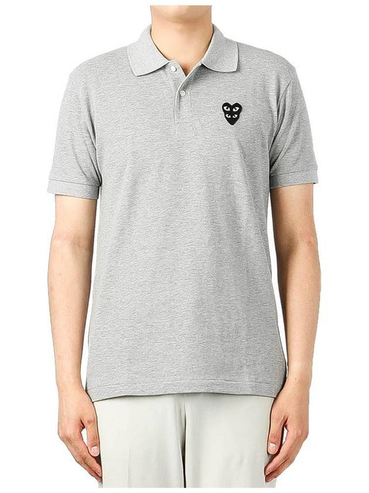 P1T298 GRAY Men s Double Heart Polo Short Sleeve T Shirt - COMME DES GARCONS - BALAAN 1