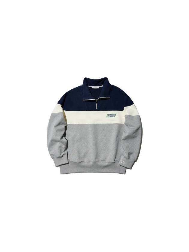 Color Block Half Zip-Up Sweatshirt Navy - YCW - BALAAN 2