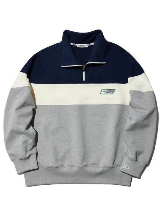 Color block half zip-up sweatshirt navy - YCW - BALAAN 2