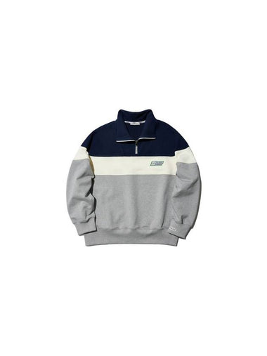 Color Block Half Zip-Up Sweatshirt Navy - YCW - BALAAN 1