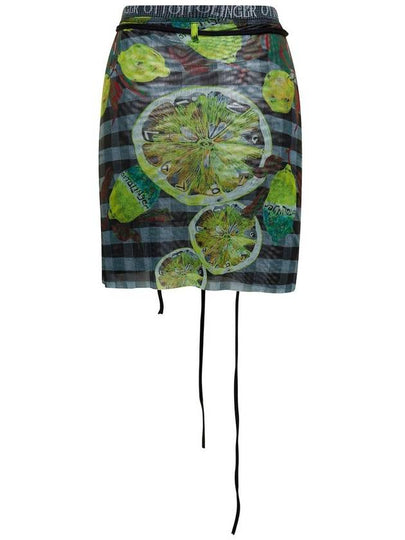 Multicolor Wrap Skirt With Branded Band And Lemon Print In Mesh Woman - OTTOLINGER - BALAAN 2