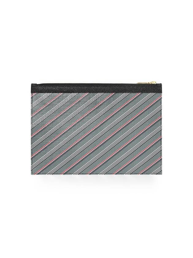 Monogram Coated Canvas Small Zippered Tablet Holder Bag Medium Grey - THOM BROWNE - BALAAN 1