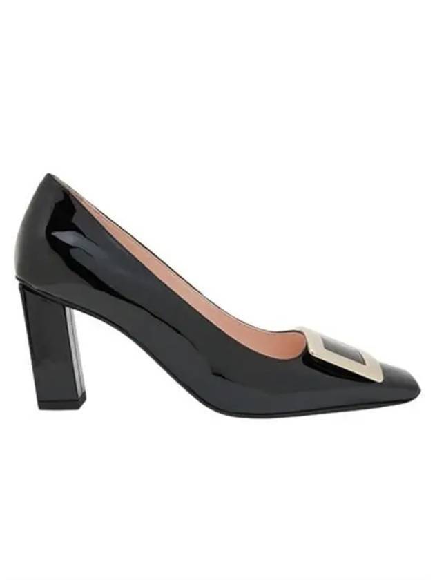 Metal Buckle Patent Leather Pumps Heel Black - ROGER VIVIER - BALAAN 1