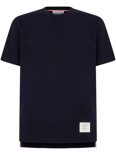 Men's Side Slit Relaxed Short Sleeve T-Shirt Navy - THOM BROWNE - BALAAN 1