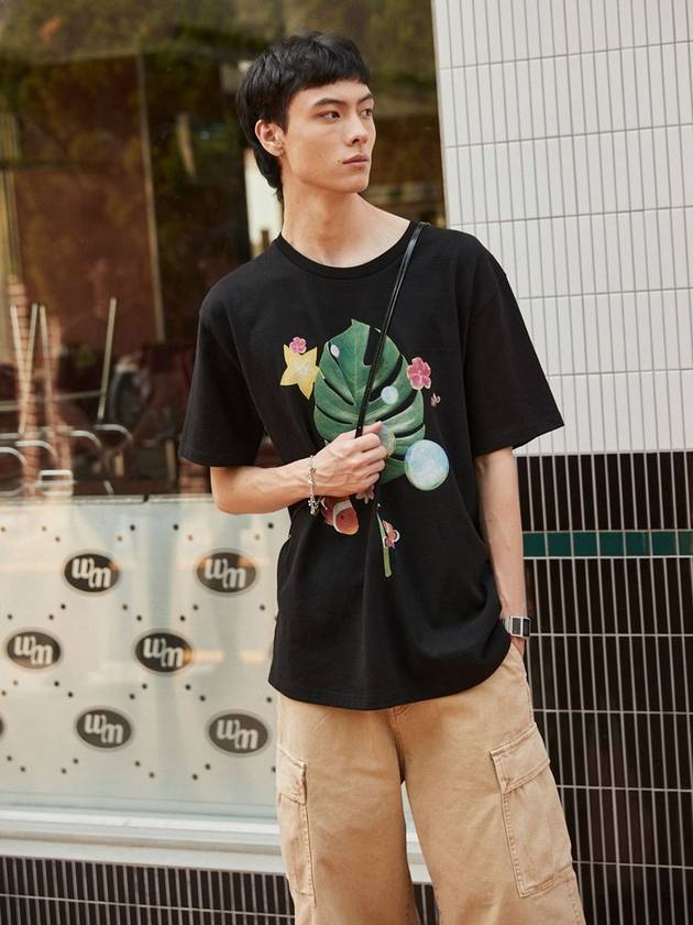 Monstera oversized t shirt black - MSKN2ND - BALAAN 1