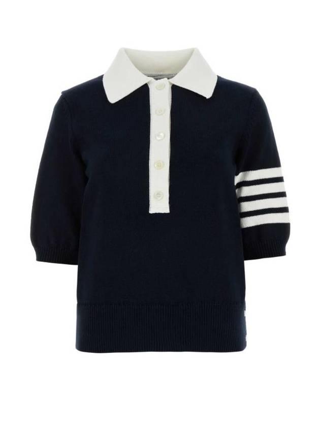 Cotton 4-Bar Hector Polo T- Shirt Navy - THOM BROWNE - BALAAN 1