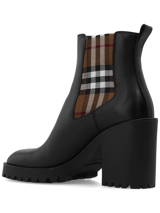 Check Panel Leather Ankle Chelsea Boots Black - BURBERRY - BALAAN 6