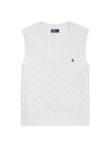 Logo Cable Knit Vest White - POLO RALPH LAUREN - BALAAN 1