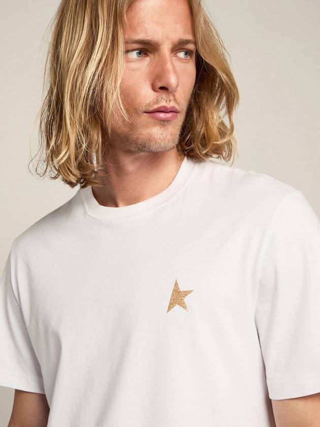 Star Collection Gold Glitter Short Sleeve T-Shirt White - GOLDEN GOOSE - BALAAN 3