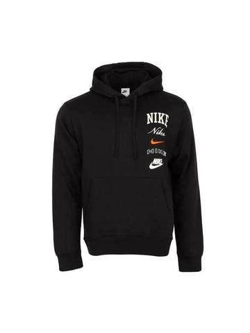 Club Fleece Stack Logo Hoodie Black - NIKE - BALAAN 1