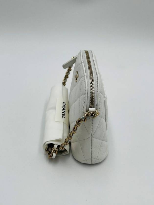 Half moon chain mini bag white classic caviar gold plated - CHANEL - BALAAN 8