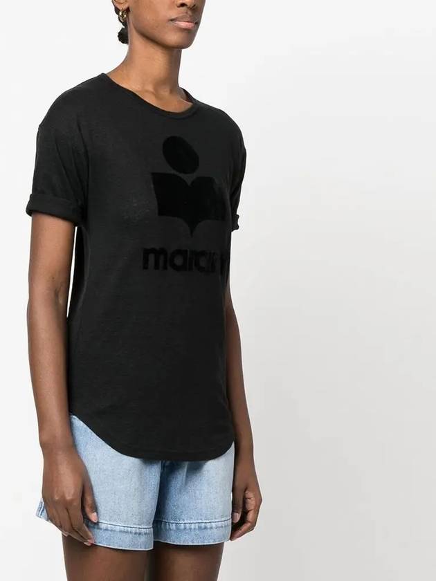 Koldi Logo Linen Short Sleeve T-Shirt Black - ISABEL MARANT ETOILE - BALAAN 4