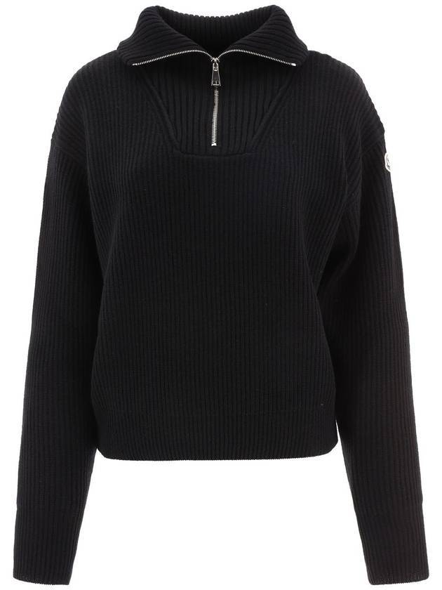 Cashmere Blend Knit Top Black - MONCLER - BALAAN 1