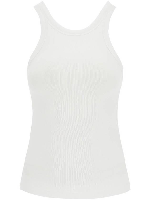 Women's Curved Ribbed Cotton Sleeveless White - TOTEME - BALAAN 2