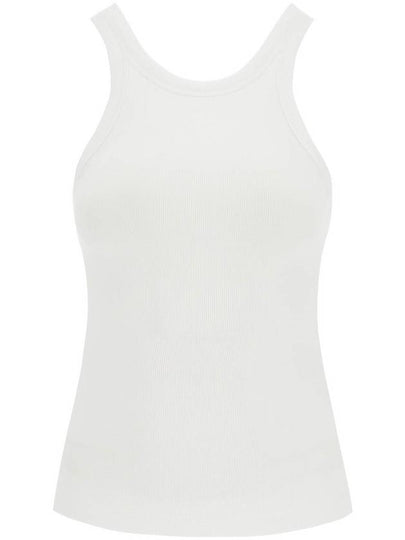 Women's Curved Ribbed Cotton Sleeveless White - TOTEME - BALAAN 2