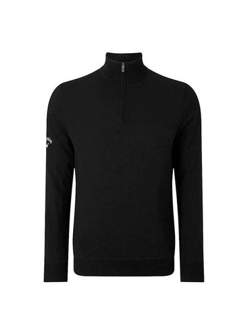 Men's Ribbed Merino 1/4 Zip Long Sleeve T-Shirt Black - CALLAWAY GOLF - BALAAN 1