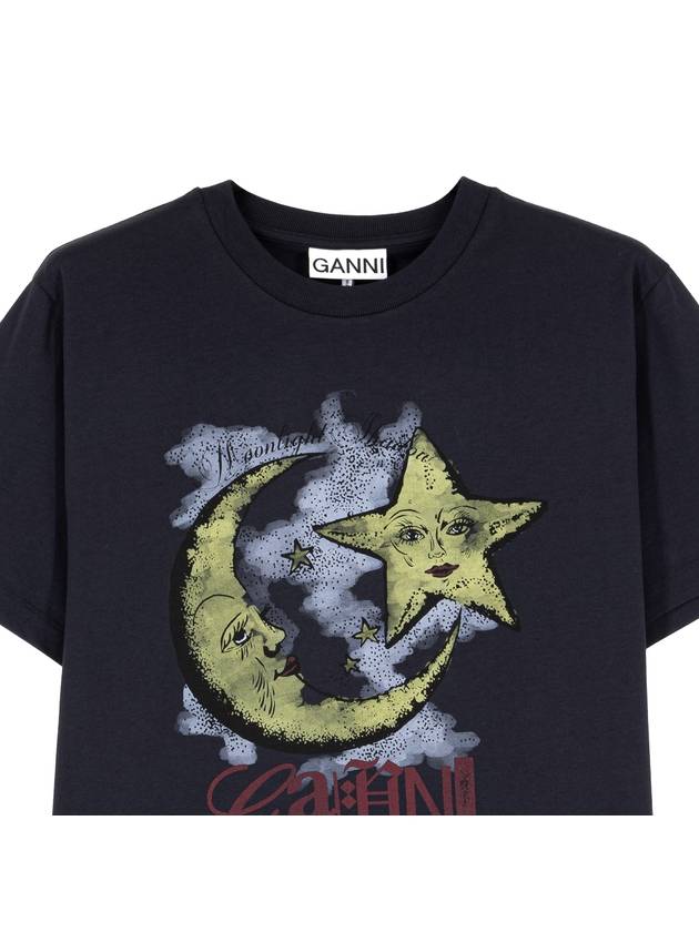 Moonlight Print Short Sleeve T-Shirt Grey - GANNI - BALAAN 3