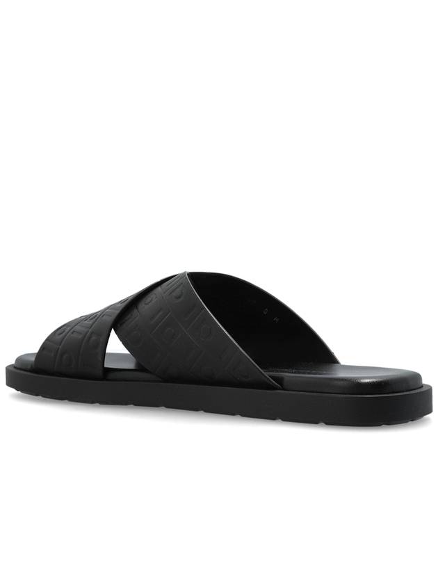 FERRAGAMO Leather Slides Brise, Men's, Black - SALVATORE FERRAGAMO - BALAAN 5