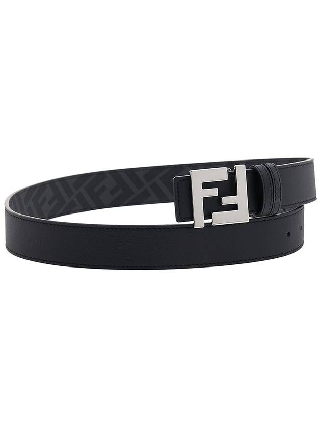 FF Buckle Pattern Reversible Leather Belt Black - FENDI - BALAAN 4