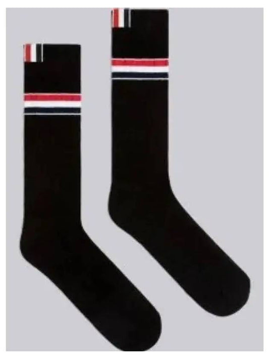 Athletic Striped Ribbed Cotton Socks Black - THOM BROWNE - BALAAN 2